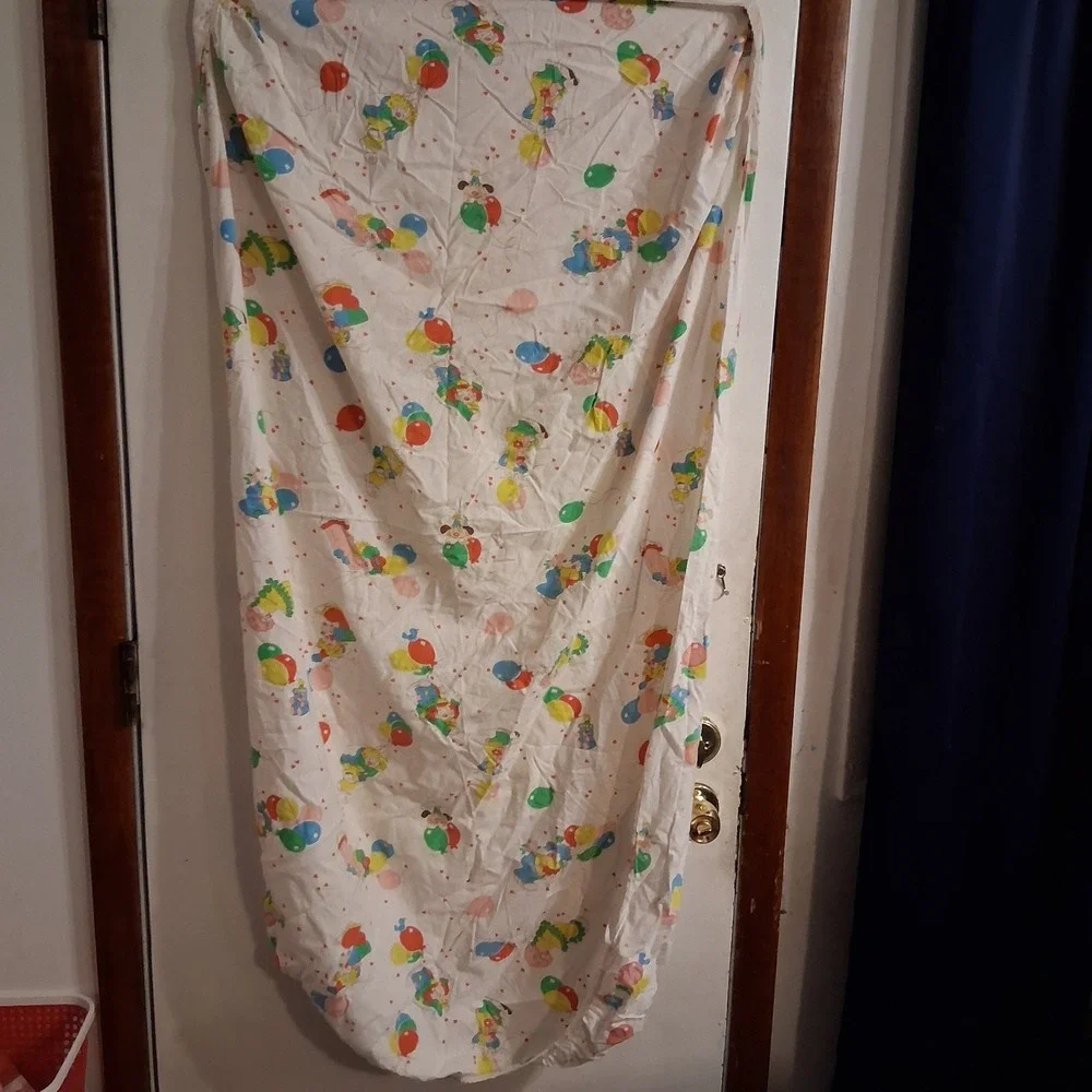 Vintage 80s Rainbow Whimsical Clown Circus Crib Sheet 1985 Kendall‎ Co.